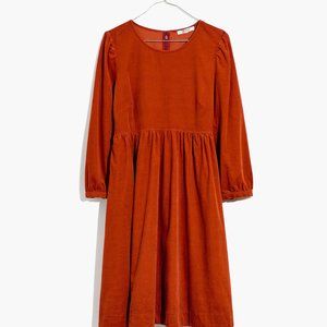 NWT Madewell Corduroy Puff-Sleeve Mini Dress, Sz XS